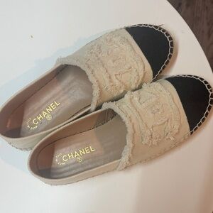 Designer Women's Beige and Black Espadrilles